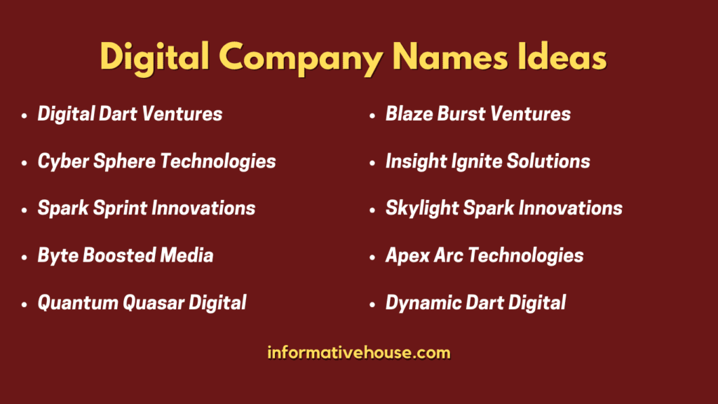 Top 10 Digital Company Names Ideas