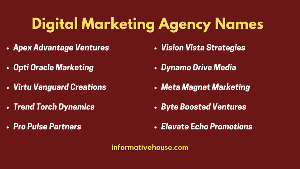 Top 10 Digital Marketing Agency Names
