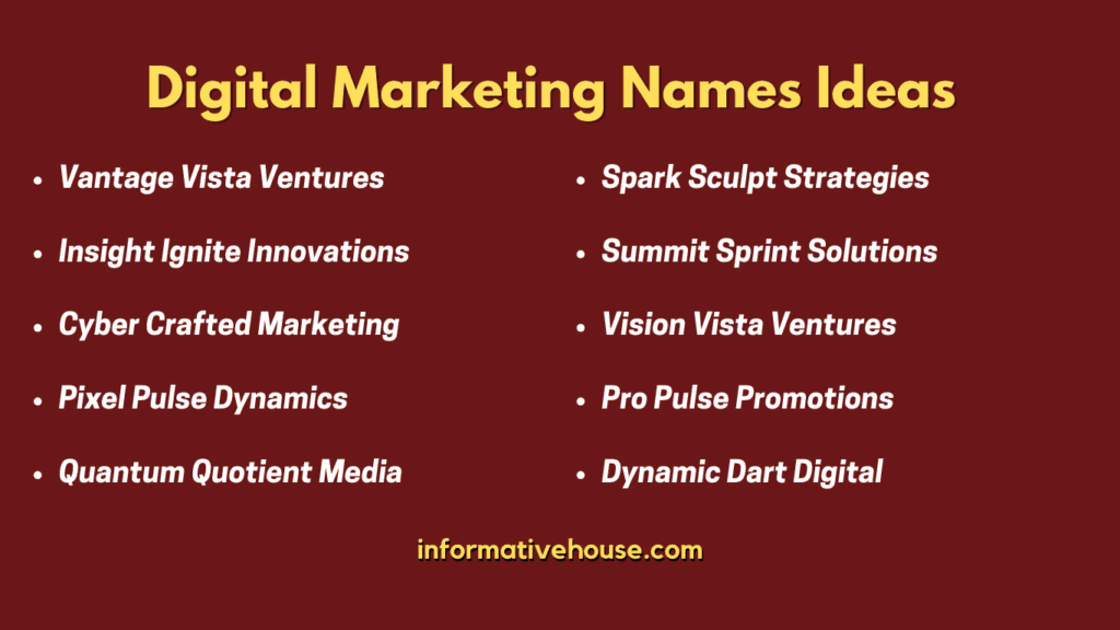 Top 10 Digital Marketing Names Ideas
