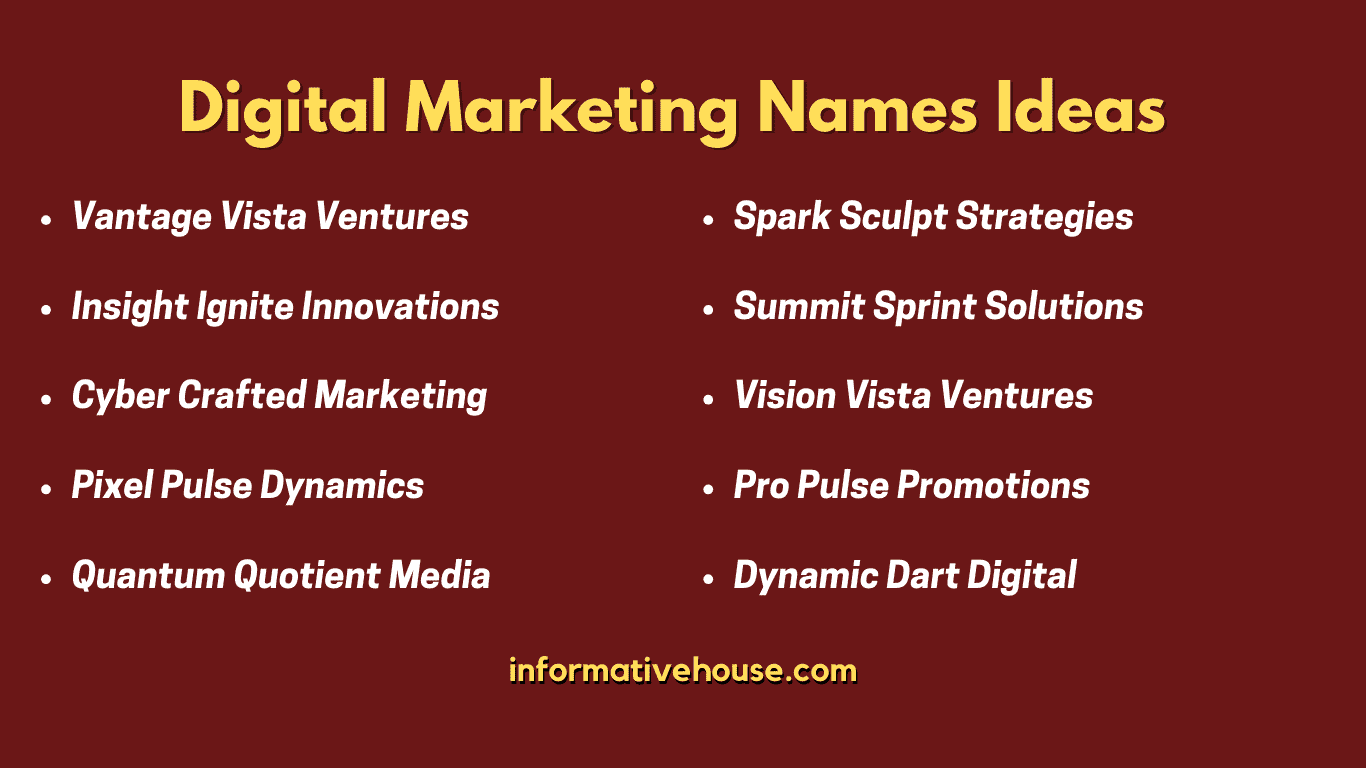 Top 10 Digital Marketing Names Ideas