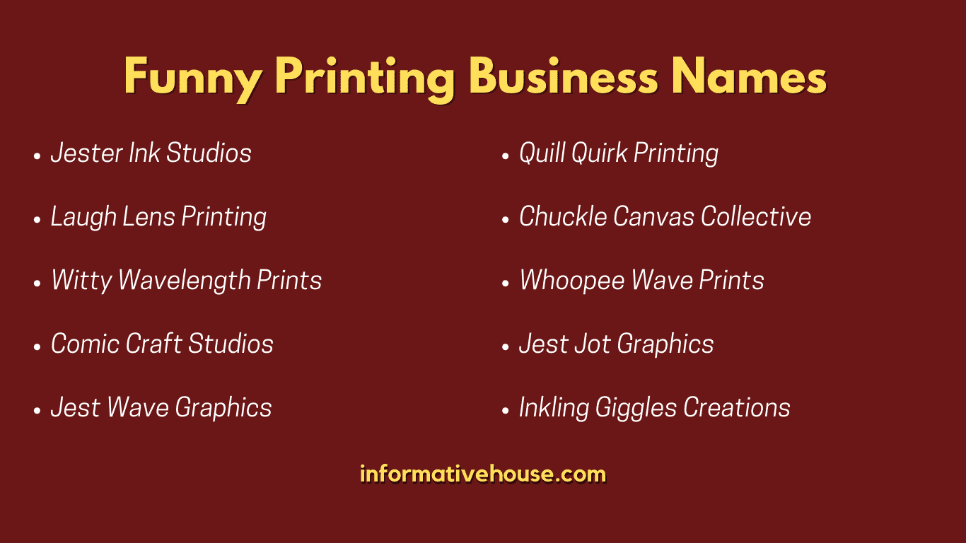 Top 10 Funny Printing Business Names