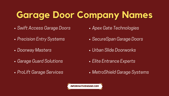 Top 10 Garage Door Company Names