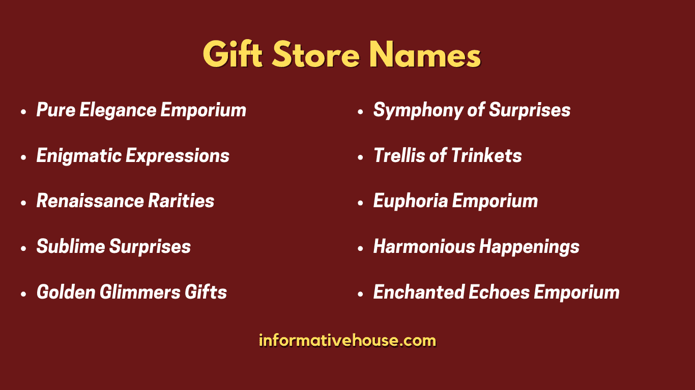top 10 Gift Store Names