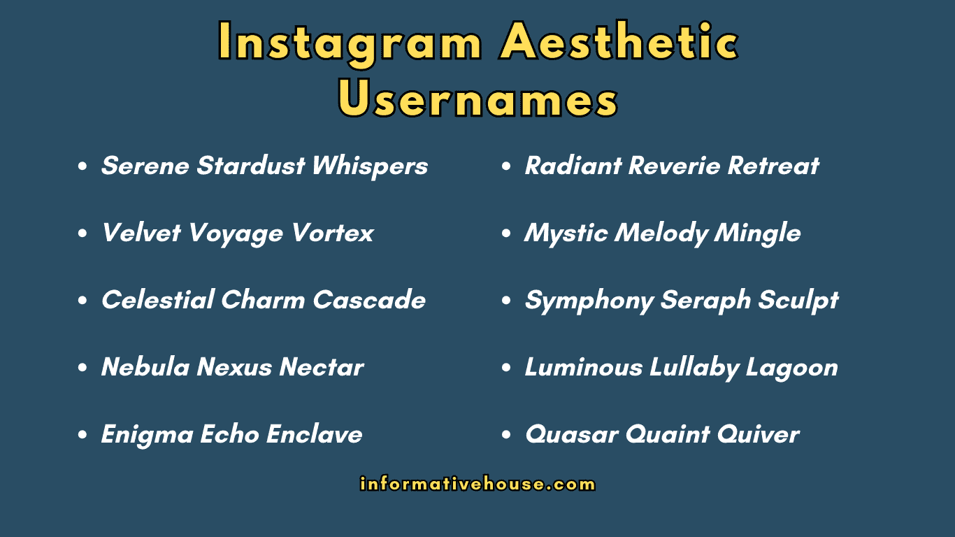 Instagram Aesthetic Usernames