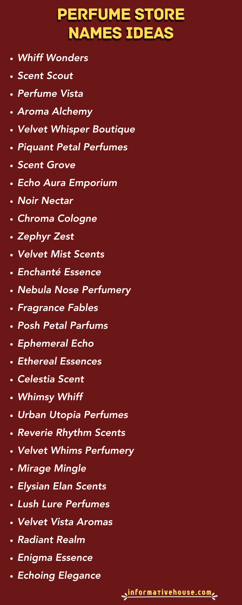 Perfume Store Names Ideas for perfume business startup