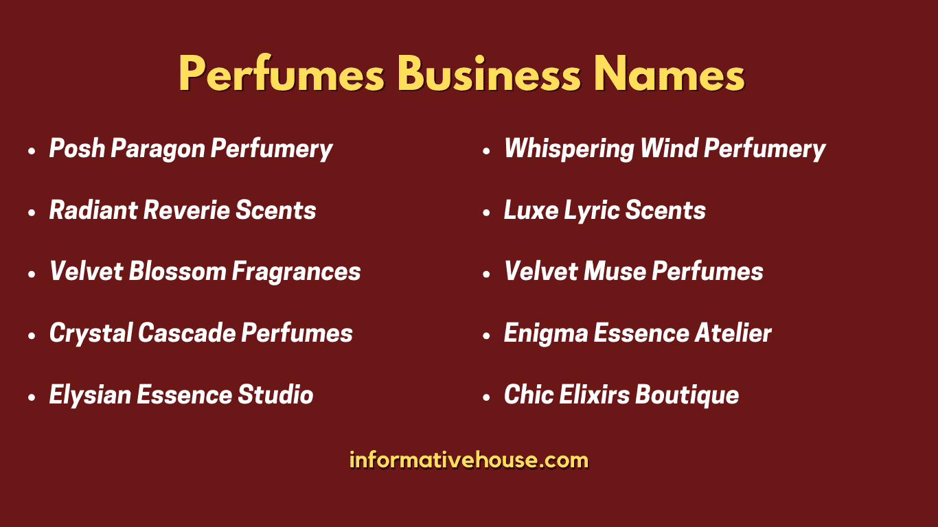 Top 10 Perfumes Business Names
