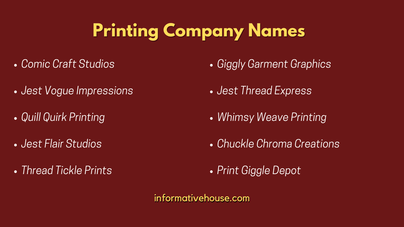 Top 10 Printing Company Names