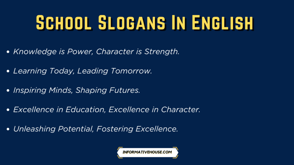 Top 5 School Slogans In English