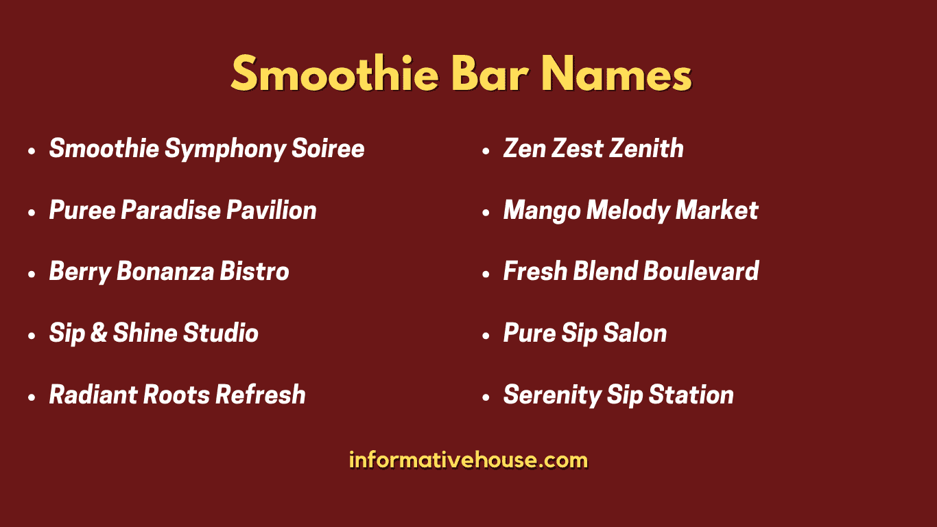 top 10 Smoothie Bar Names
