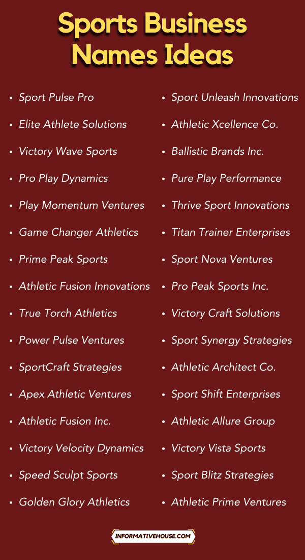 Sports Business Names Ideas for startup