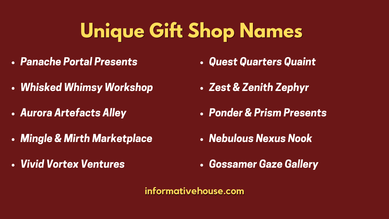 top 10 Unique Gift Shop Names