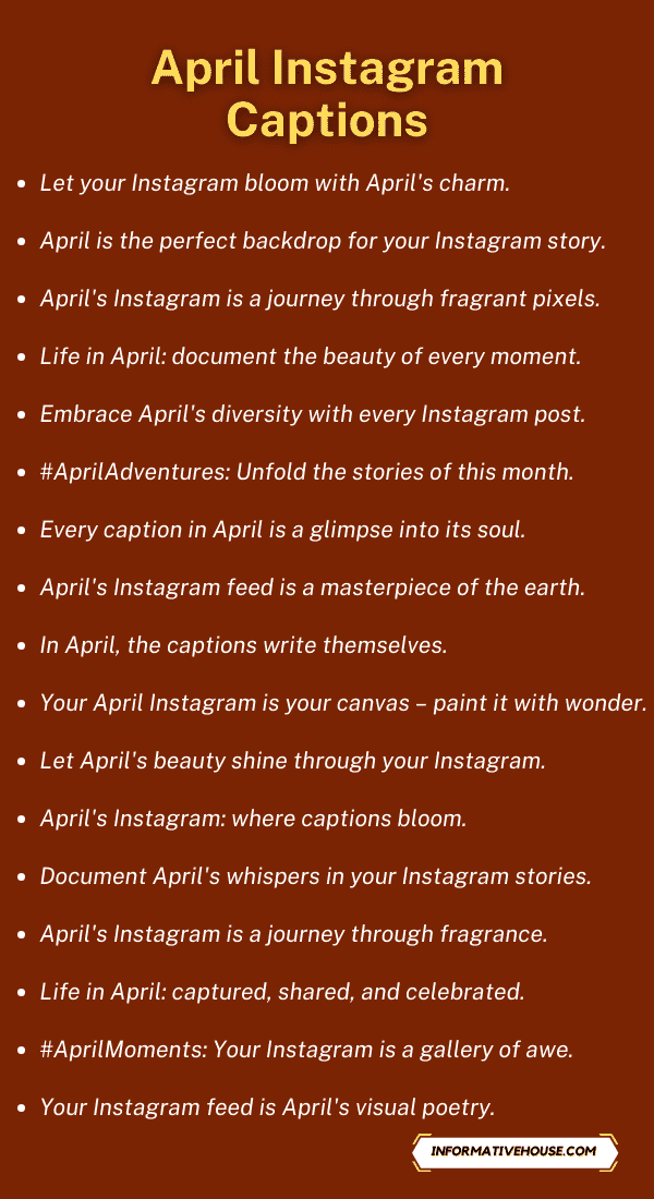 April Instagram Captions
