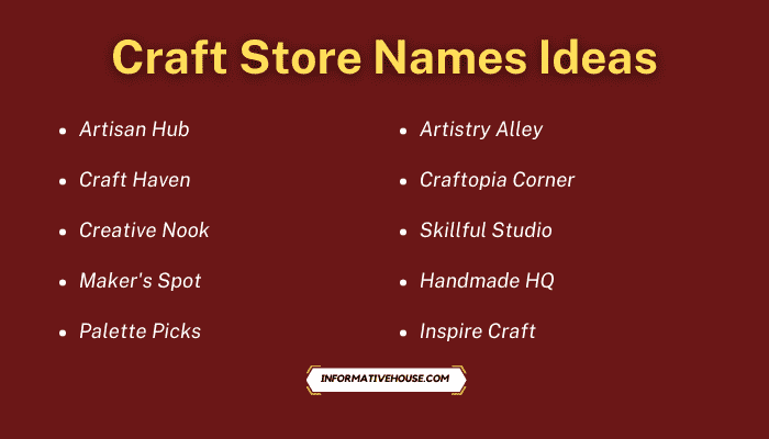 Craft Store Names Ideas