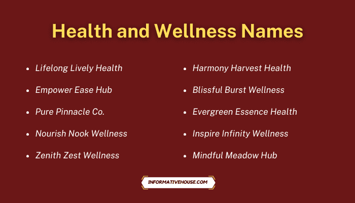 Health and Wellness Names