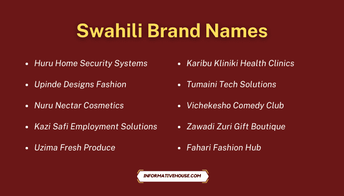 Swahili Brand Names
