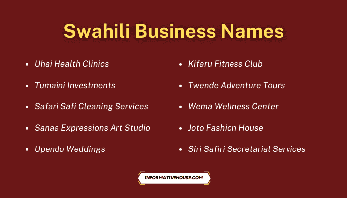 Swahili Business Names