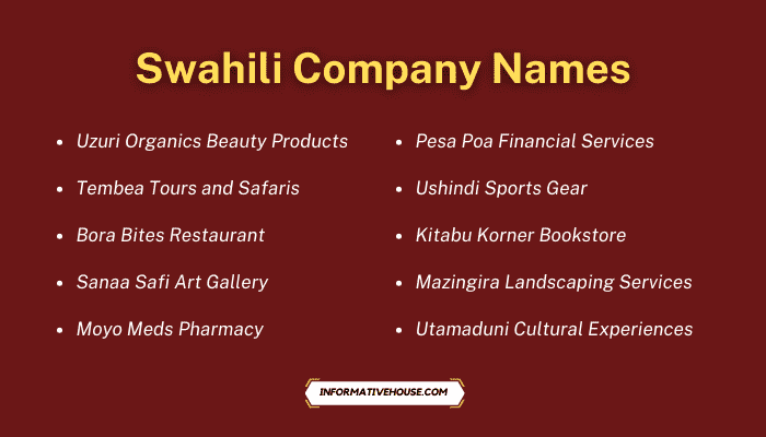 Swahili Company Names