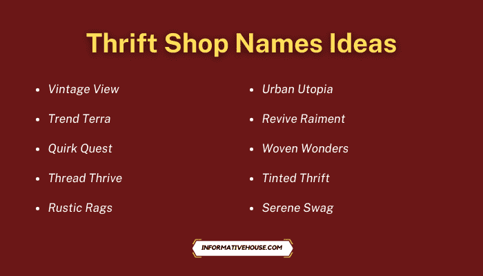 Thrift Shop Names Ideas