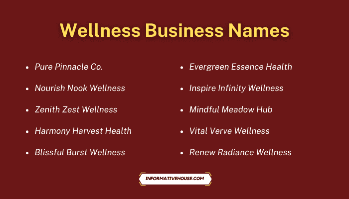 Wellness Business Names