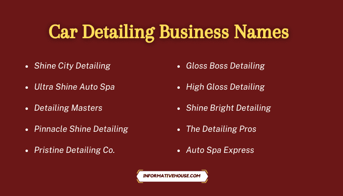 Car Detailing Business Names