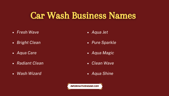 Car Wash Business Names
