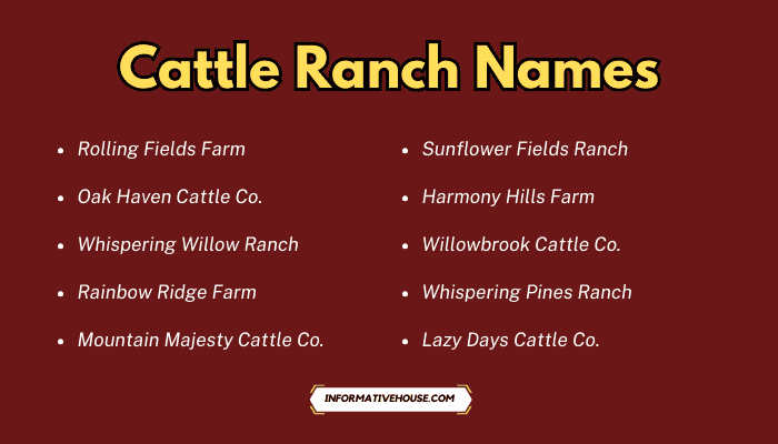 Cattle Ranch Names