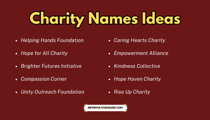 Charity Names Ideas
