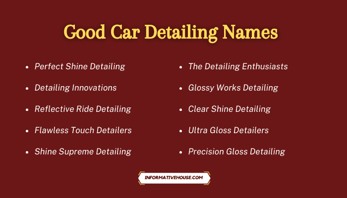 Good Car Detailing Names
