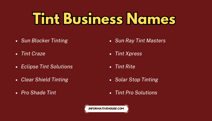 Tint Business Names