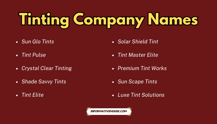 Tinting Company Names