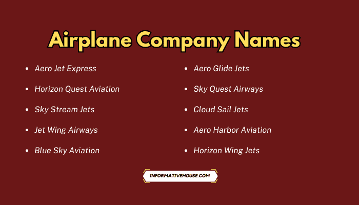 Airplane Company Names