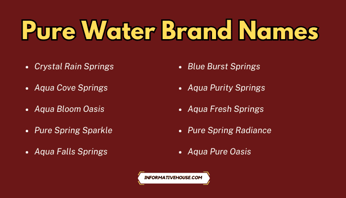 Pure Water Brand Names