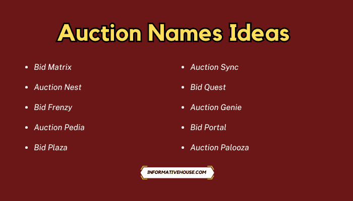 Auction Names Ideas