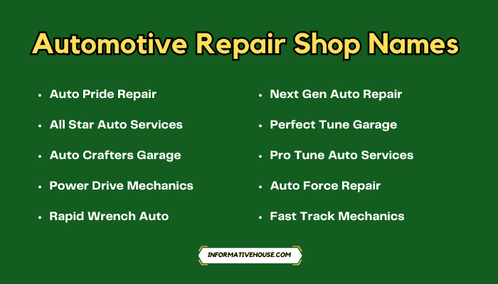 Automotive Repair Shop Names