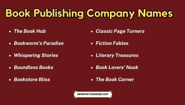 Book Publishing Company Names