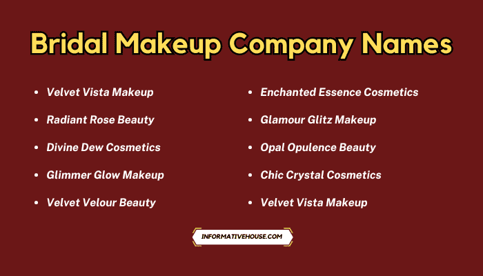 Bridal Makeup Company Names