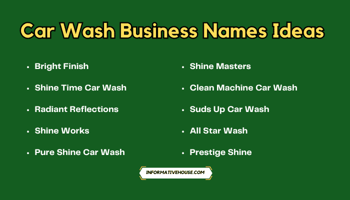 Car Wash Business Names Ideas