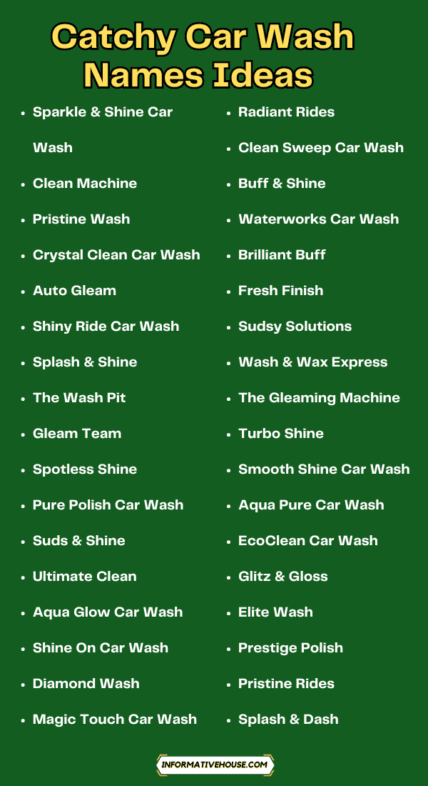 Car Wash Names Ideas