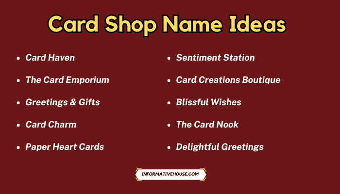 Card Shop Name Ideas