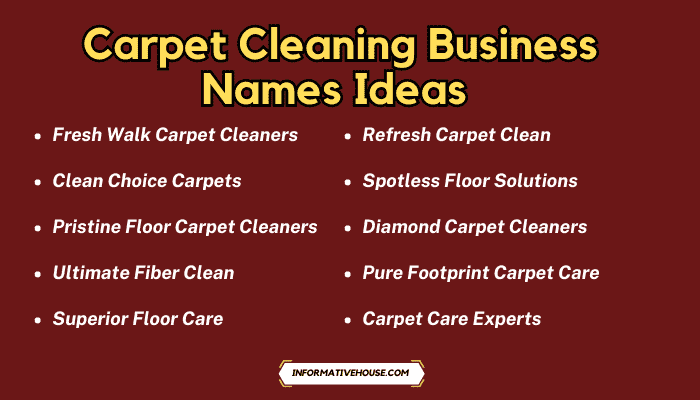Carpet Cleaning Business Names Ideas