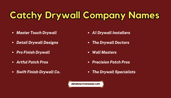Catchy Drywall Company Names