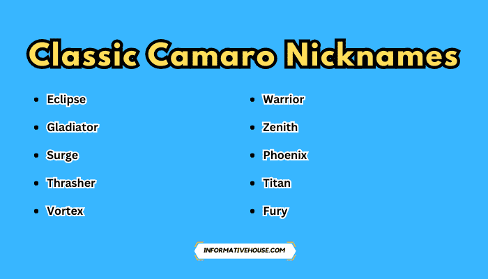 Classic Camaro Nicknames
