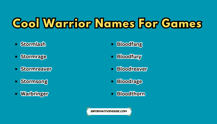 Cool Warrior Names For Games