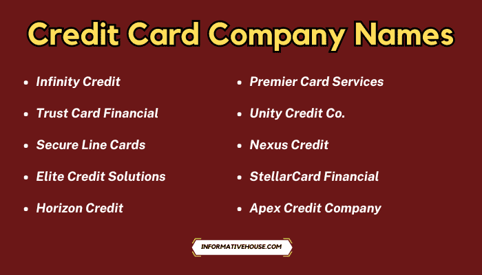 Credit Card Company Names