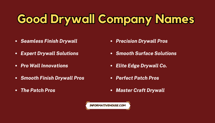 Good Drywall Company Names