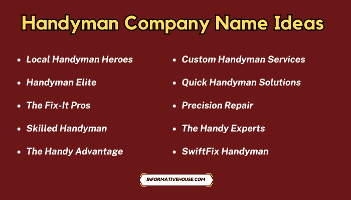 Handyman Company Name Ideas