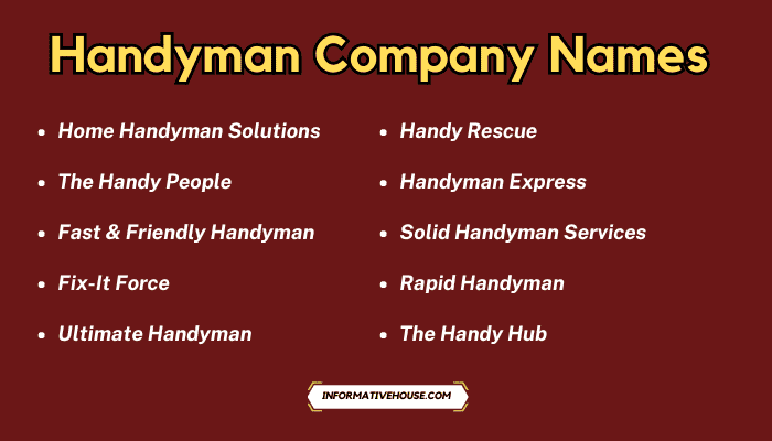 Handyman Company Names