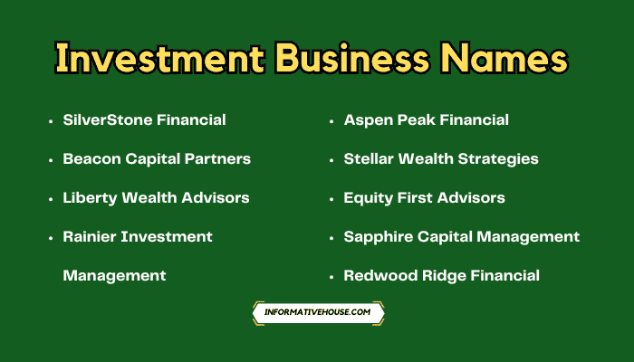 Investment Business Names