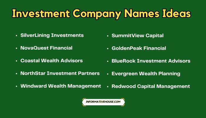 Investment Company Names Ideas