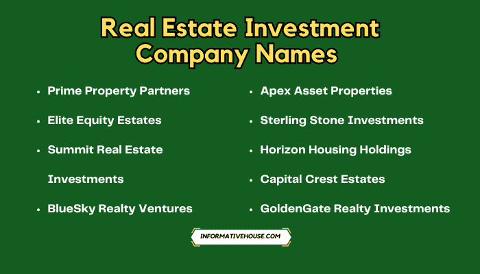 Real Estate Investment Company Names